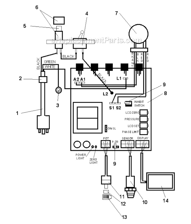 Electrical System Diagram and Parts List for AL2710  Campbell Hausfeld Paint Sprayer